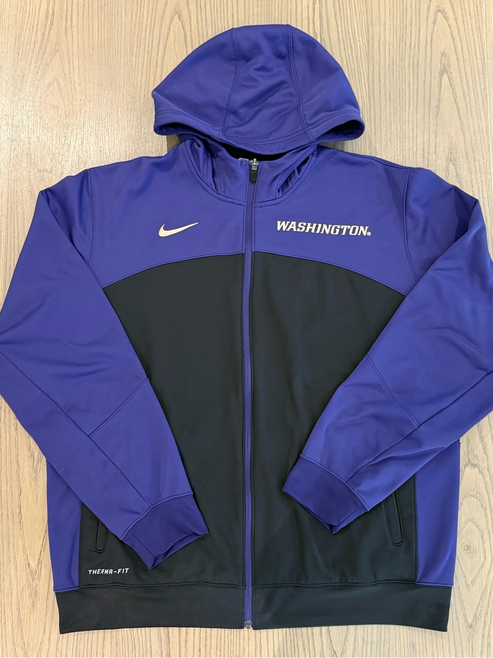 Nike Washington Huskies Therma-FIT Full Zip Hooded Jacket Purple Black Men’s XL